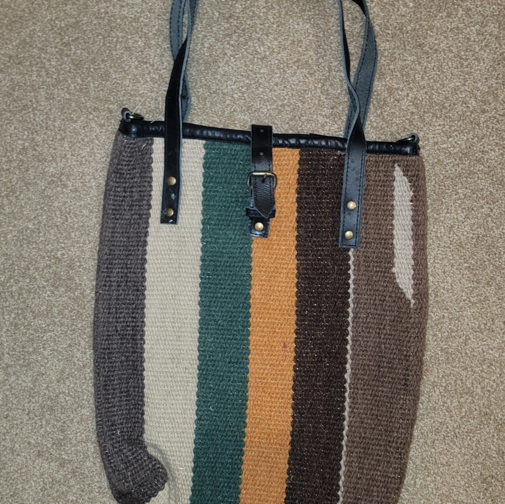 Raj Striped Tote Bag - Multicolor Tribal
